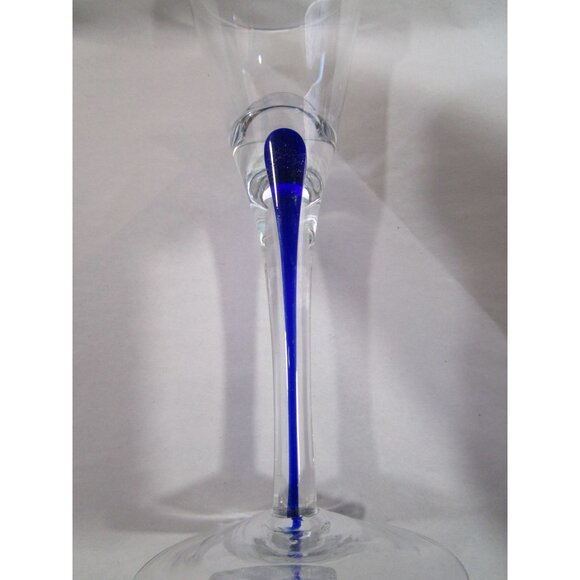 Home Essentials Teardrop Blue Cobalt Stem Cordial NWT Minor Defects A Pair - Picture 8 of 16
